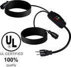 2 Way Extension Cord with On/Off Switch 3 Prong Outdoor Extension Cord Splitter, Heavy Duty Extension Cord with SJTW 14AWG 15A/125V and 18AWG 10A/125V(10 Ft, Black)