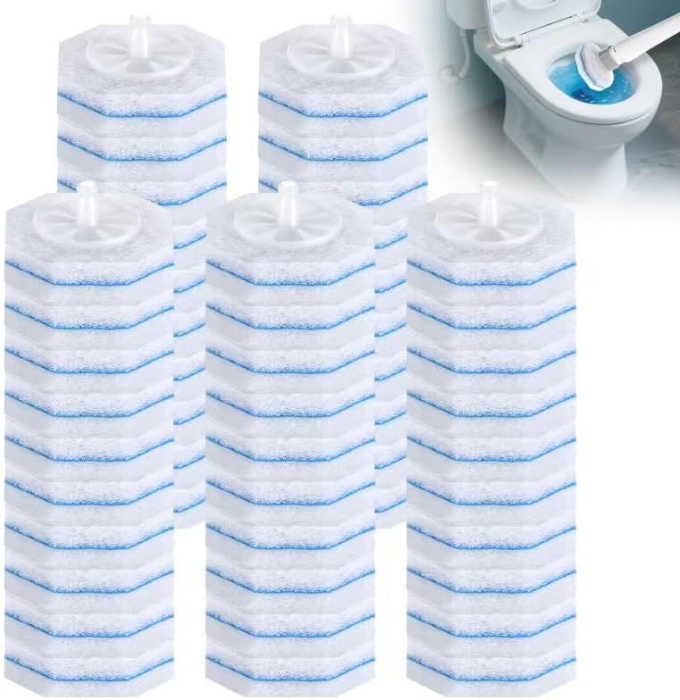 50Count Refills Disposable Toilet Brush Cleaning System, Toilet Cleaning Brush,Toliet Wand Refills,Toilet Bowl Clean Refill Pads,Toilet Brush Head is Compatible with Most Toilet Brush Handles