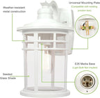 Darkaway 2 Pack Large Outdoor Porch Lights Wall Mount, 15inch Outdoor Light Fixtures Sconces Wall Lighting with Seeded Glass Exterior Lights for Patio Yard House Hallway Doorway Garage