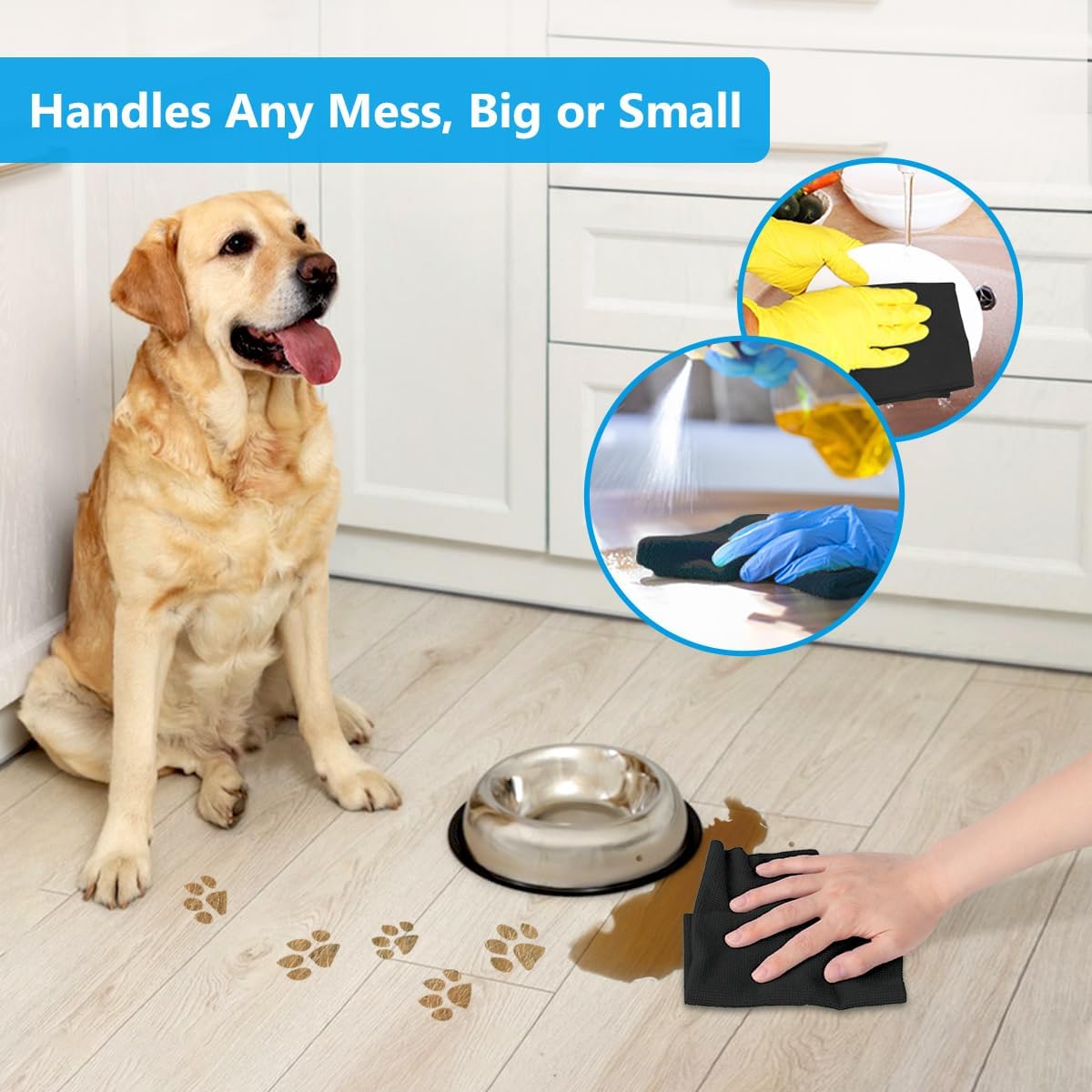 GLIMGLINT Microfiber Cleaning Cloth, 100 Pack Shop Towels, Lint-Free, Ultra Absorbent Reusable or Disposable Microfiber Cloths for Kitchen, Car, Cleaning Rags, 11" x 9", Black