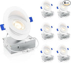 Ensenior 6 Pack 4 inch 5CCT LED Gimbal Led Recessed Light with Junction Box, 360°+90° Adjustable Directional Eyeball Lighting, Dimmable, 2700K/3000K/3500K/4000K/5000K, 950LM, 10W=85W-ETL&FCC