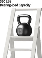 5 Step Ladder, Lightweight Folding Step Stool with Convenient Handgrip,Aluminum 330lbs Capacity Step Ladder for Office,Household,Kitchen(White)