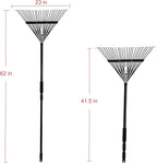 Kylin Gardening Rake Set 3-Piece - Poly Lawn Rake(30T ),Steel Garden Rake(24T ),11 Tine Shrub Tools -Telescopic Steel Handle for Adult or Kids