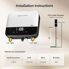 MIZUDO 3.5kW Tankless Water Heater Electric, 120V White