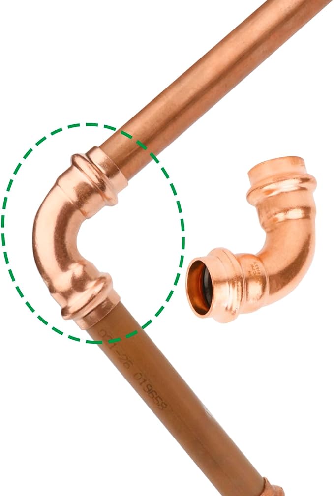 WHK 10 Pack 3/4" Propress x 3/4" Pro press Copper 90 Degree Elbow Crimp Press Fittings Adapter Coupling Propress 0.75“ inch Cooper to Cooper Pipe Connection (Lead-Free)