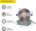 Brushed Nickel Recessed Lighting 4 Inch 6 Pack, Ajustable Eyeball recessed Light with Junction Box,5 Color Selectable,Airtight,9W 750LM,Dimmable,Brushed Nickel