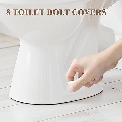 8 pcs White Toilet Bolt Caps, Toilets Bolt Covers Decorative, 1.46IN Height Toilet caps for Bottom of Toilets, No Need to Cut The Bolts and No Tools Required