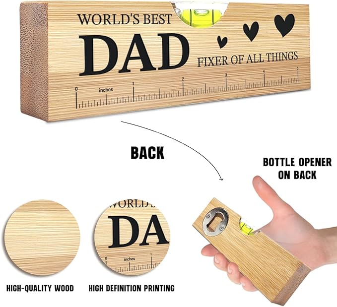 Dad Birthday Gifts from Daughter Son Wife Ideal Christmas Tool Gifts for Dad Father Daddy Step Bonus New Dads Spirit Level Bottle Opener Present for Birthday