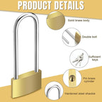 12pcs Solid Brass Keyed Padlock, Small Yellow Gym Lock, Long Lock for Sheds Strong Padlock with Same Key for Luggage Toolbox (40mm 1-9/16")