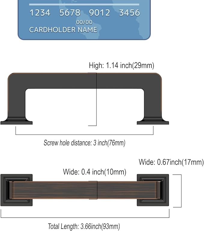 10 Pack 3-inch Bronze Oil Rubbed Cabinet Handles - Pulls & Hardware for Cabinets