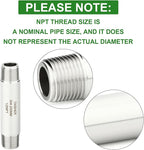 TAISHER 2PCS Stainless Steel Pipe Fittings, 1/2" NPT Male x 1/2" NPT Male Threaded, 8" Length Thickened Nipple Cast Pipe