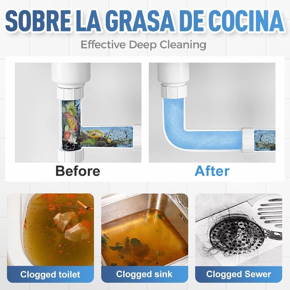 Pipeline Dredging Agent, 350ml Drain Clog Remover Agent, Quick Cleaning Drain Toilet Cleaner Tool, Powerful Sink and Dr-ain Cleaner Powder for Kitchen Toilet (2Pcs)