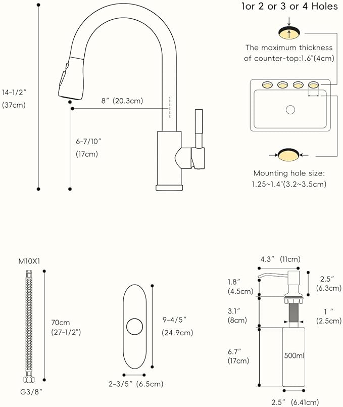 APPASO Bronze Touchless Kitchen Sink Faucet with Pull-Down Sprayer and Soap Dispenser, Oil Rubbed Bronze Kitchen Faucet Touchless, Single Handle High Arc Stainless Faucets with Sensor