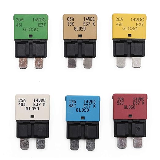 12V Fuse Circuit Breaker Auto Reset Automotive Low Profile ATO ATC - UL Certified Blade Self Resetting Car Fuses Kit 5A 10A 15A 20A 25A 30A Amp 12 Volt DC - Mixed 6 Pack