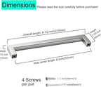 Drawer Handles Brushed Nickel 10 Pack,8 Inch Hole Center 203mm Square Cabinet Handles Dresser Pulls Stainless Steel Cupboard Handles Modern Kitchen Cabinet Hardware