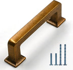 10 Pack 3"(76mm) Vintage Antique Brass Cabinet Pulls Kitchen Cabinet Handles Drawer Pulls Cupboard Hardware for Cabinets CK0078