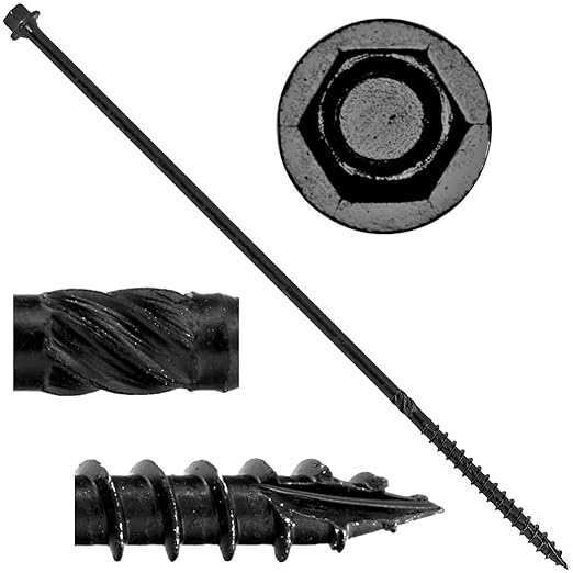 Jake Sales #14 X 9 Heavy Duty Black Timber/Log/Landscaping Wood Screws - Exterior Coated Heavy Duty Screws. 1 x Full Box - 300 Screws