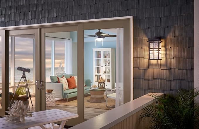 Kichler Beacon Square 17.5" 1 Light Outdoor Wall Light with Clear Hammered Glass in White