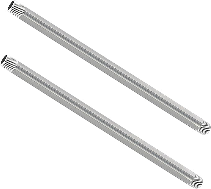 GeilSpace 3/4" x 18" Stainless Steel Pipe, 304 Pipe Nipple Fits Standard 3/4 Inch Threaded Pipes and Fittings, DIY Industrial Metal tube (2 PCS)