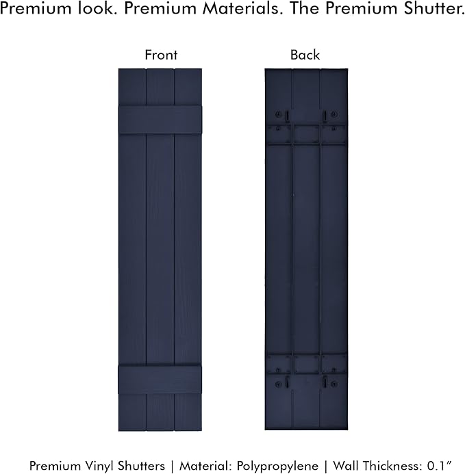 Board & Batten Vinyl Shutters (1 Pair) | 11"x47" (3-Board) - Navy Night Sky | Exterior Window Shutters | Includes Mounting Hardware | Simple Installation | Made in USA