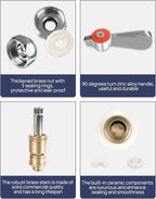 LEAD-FREE Faucet Handle Repalcement Valve Stem Assembly, Commercial Faucet Parts for Kitchen Sink Faucet, Brass Constructed with Ceramic Disc, A Pair of Red for Hot and Blue for Cold