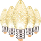 Holiday Lighting Outlet Faceted C7 Christmas Lights | Sun Warm White LED Light Bulbs Holiday Decoration | Warm Christmas Decor for Indoor & Outdoor Use | 2 SMD LEDs in Each Light Bulb | Set of 500