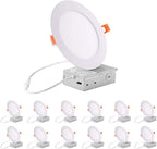 ZYC Recessed Lighting 6 Inch - 12W Ultra-Thin LED Ceiling Lights,2700-5000K Selectable,5CCT Dimmable Canless Wafer Downlight,1100LM Hight Brightness,Dimmable Can Light,Pack of 12 White.