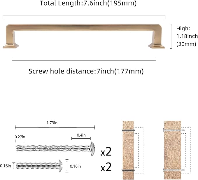 COTYKILEY 10 Pack 7 Inch(177mm) Champagne Bronze Cabinet Handles Champagne Kitchen Cabinet Pulls Cabinet Door Handles Kitchen Cabinet Hardware Cupboard Drawer Pulls Dresser Handles