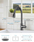 WEWE Kitchen Faucets with Pull Down Sprayer, Stainless Steel Single Handle 1 Hole for Family Kitchen Commercial Camper Laundry Rv Bar, Matte Gray
