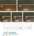 Under Cabinet Lighting Motion Sensor Hardwired, 18 Inch 9W Dimmable, 5 CCT 2700/3000/3500/4000/5000K, Eyes Care Design Linkable Under Counter Lights for Kitchen, Sink, ETL Listed, White