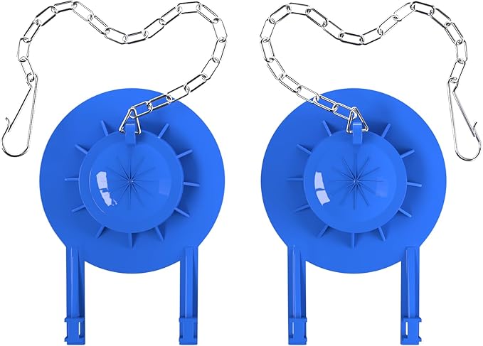 2-Pack Universal 2" Toilet Flapper Replacement Kit - Durable Rubber & Stainless Steel Chain (Blue)