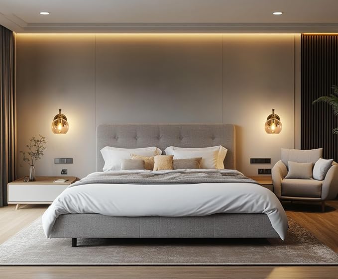 ANDY STAR Brushed Gold Bathroom Light Fixtures, Brass Vanity Lights for Mirror, 1-Light Bathroom Wall Sconces Lighting with Globe Clear Shade Up or Down Wall Mounted for Kitchen, Living Room, Hallway