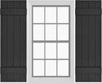 Board & Batten Vinyl Shutters (1 Pair) | 14.5"x51" (4-Board) - Black Cosmos/Paintable | Exterior Window Shutters | Includes Mounting Hardware | Simple Installation | Made in USA