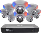 Swann Home Security Cam System with 4TB HDD, 16 Channel 8 Cam, POE Cat5e NVR 12MP HD Video, Indoor Outdoor Wired Surveillance CCTV, Color Night Vision, Heat Motion Detection, Flashing LEDs,1690008DE