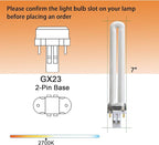 13 Watt Single Tube 2 Pin GX23 Base,PL-13W GX23 2700K,800 Lumens,82 CRI,T4 Shape, Replaces Philips PLS13W827,TCP 32013,Sylvania CF13DS/827/ECO PLS 13W 827,PL13/SP27K-6 Pack