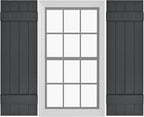 Board & Batten Vinyl Shutters (1 Pair) | 14.5"x39" (4-Board) - Cornerstone Grey | Exterior Window Shutters | Includes Mounting Hardware | Simple Installation | Made in USA