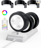 EZVALO Picture Lights for Wall with Charging Station, Rechargeable Battery Magnetic Poster Lights with 3 Color Temps & 12 RGB, Remote Dimmable Timer, Wall Decor Light for Art Display (6 Pack)