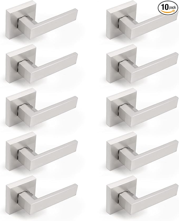 Gobrico 10 Pack One-Side Dummy Door Locks Satin Nickel Finished,for Left/Right Handed Doors