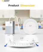 Ensenior 16 Pack 4 Inch LED Recessed Ceiling Light, Dimmable, 3000K Warm White, 750LM 9W 120V, High Brightness Canless Wafer Downlight - ETL&FCC&IC