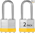 Padlocks Keyed Alike, Pack of 2, Laminated Steel Keyed Lock (1-9/16", 40mm), Padlocks with Same Key, Long Shackle, for Toolbox, Locker & StorageUnit or More