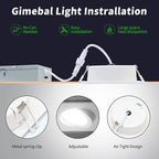 Square Recessed Lighting 4 inch 6 Pack,Canless Eyeball Recessed Lights,dimmable, 5CCT Selectable,9W 750LM