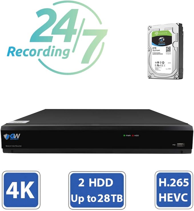 GW Security 5MP 1920P Security Camera System with AI Face/Human/Vehicle Detection, 16CH 4K DVR and 16 x 5MP 2592TVL Microphone Home Coaxial Dome Camera, Smart AI Playback, Email Alert, 4TB Hard Drive