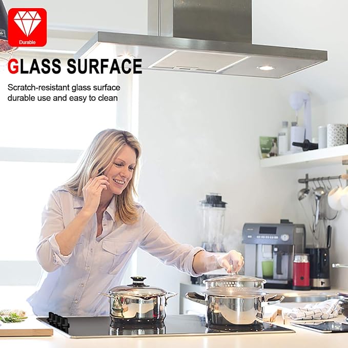 GASLAND Chef 30 Inch Electric Cooktop 4 Burners, Electric Ceramic Cooktop CH77BS, 7 Power Levels, Built-in Radiant Electric Stovetop, Mechanical Knob Control, Hot Surface Indicator, Hardwired, 240V