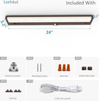 LED Under Cabinet Lighting Motion Sensored Hardwired with Built-in Dimmer, 24 Inch 12W Dimmable 5 Color 2700/3000/3500/4000/5000K, Linkable Eyes Care for Kitchen, Counter, ETL Listed, Bronze