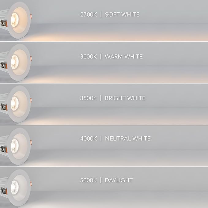Maxxima 4 in. Ultra-Thin Recessed Anti-Glare LED Downlight Canless IC Rated 1200 Lumens 5 Color Temperature Selectable 2700K/3000K/3500K/4000K/5000K Dimmable White Trim, 90 CRI, Junction Box Included