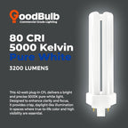 GoodBulb 42 Watt CFL Light Bulbs 4 Pin GX24Q-4 Base 5000K Daylight 42W High Output 3200 Lumens Triple Tube Compact Fluorescent Light Bulbs Plug-in 10 Pack