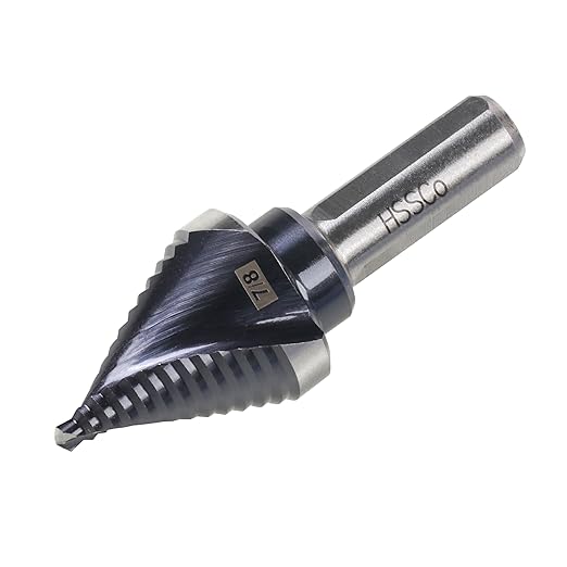 M35 HSS 7/8 Inch Step Drill Bit, Single Size Unibit with Double Spiral Flutes for Drilling Small Holes on Stainless Steel, Metal, Wood, Plastic