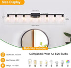 8-Light Black Vanity Light Fixtures,Large Bathroom Light Fixtures Clear Glass ShadeRust and Moisture Resistant Easy to Install Vanity Lights for Bathroom Light Over Mirror