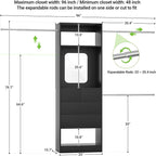 Unikito 96” W Closet Systems, Adjustable 8FT Walk in Closet Organizer Starter Kit with 25” Tower and 3 Hanging Rods, Sturdy Garment Rack with 4 Drawers and Mirror, 96" W x 16" D x 80" H, Black