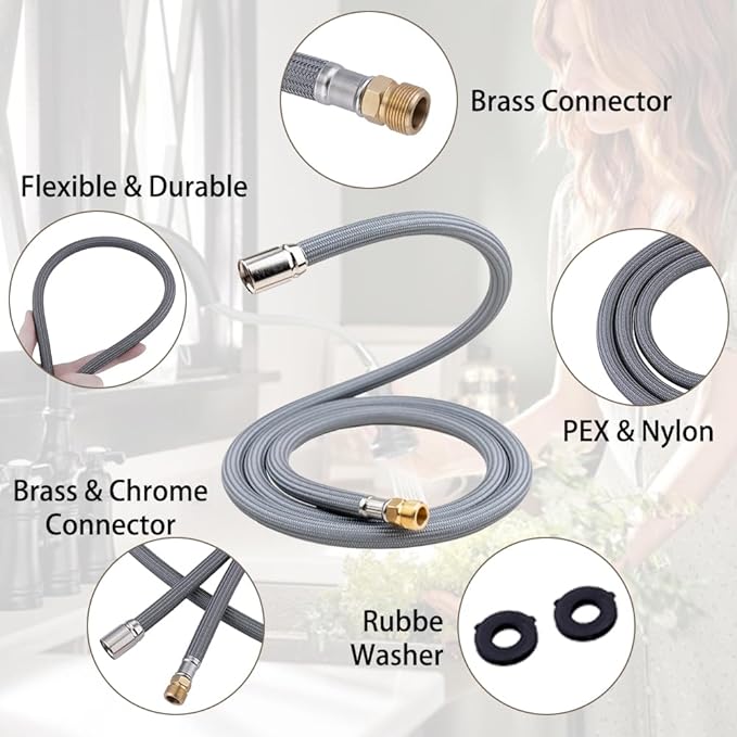 Faucet Hose for American Standard M922367-007220a, Kitchen Faucet Replacement Hose, American Standard Kitchen Faucet Parts, Pull Down Faucet Hose Replacement - 59inch